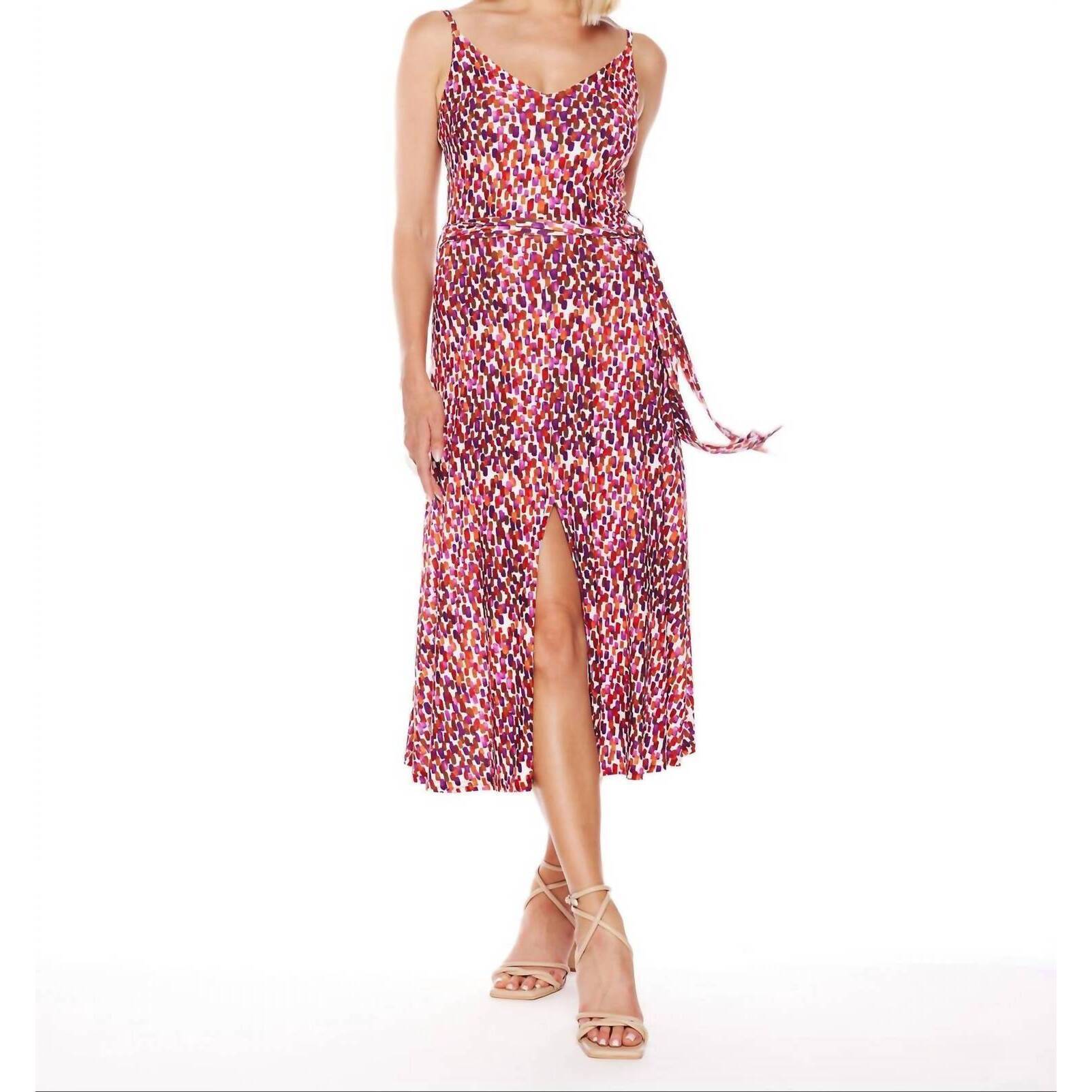 New Viereck Coaster Tie Waist Dress In Red